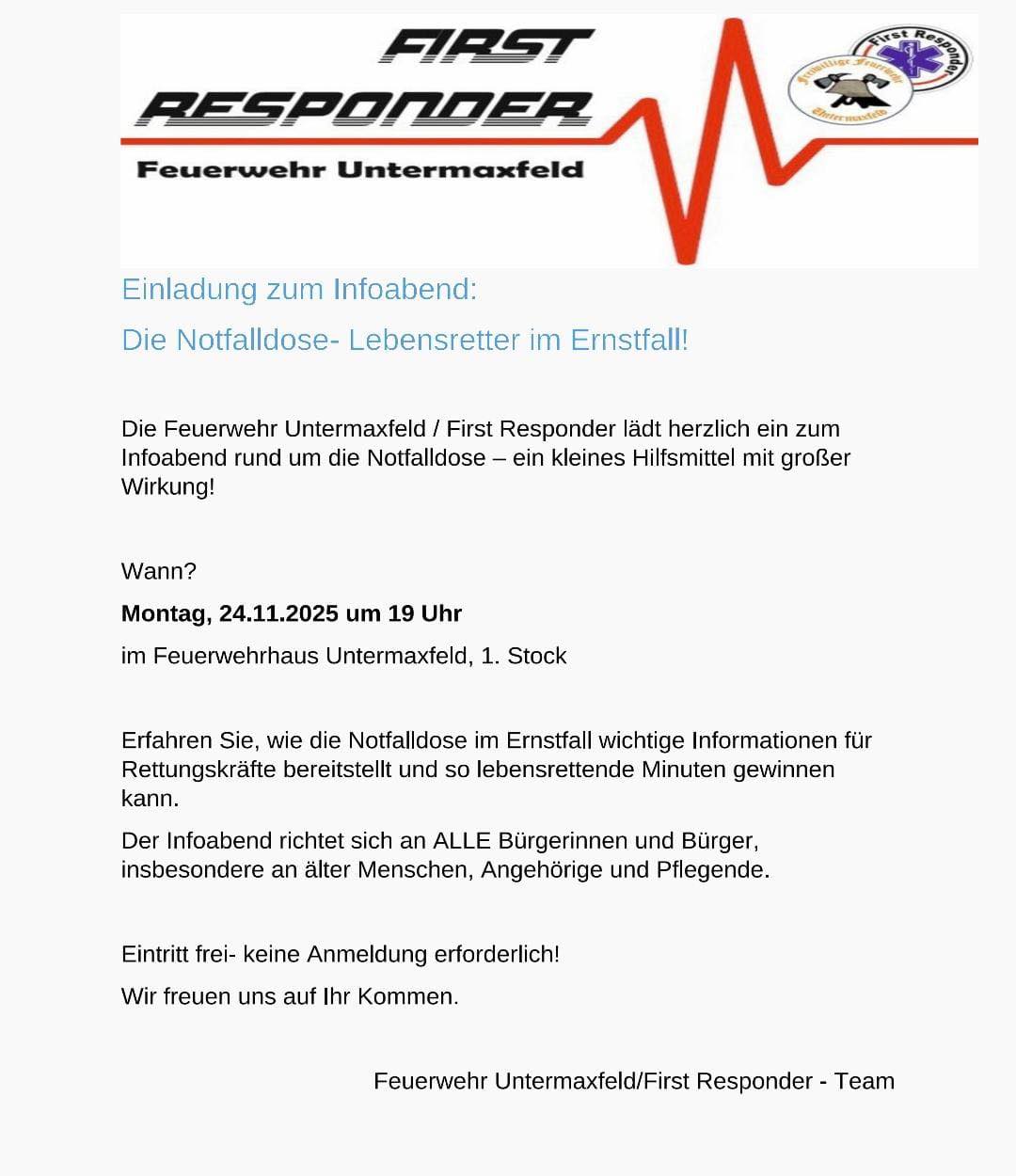 Einladung zum Infoabend - Die Notfalldose